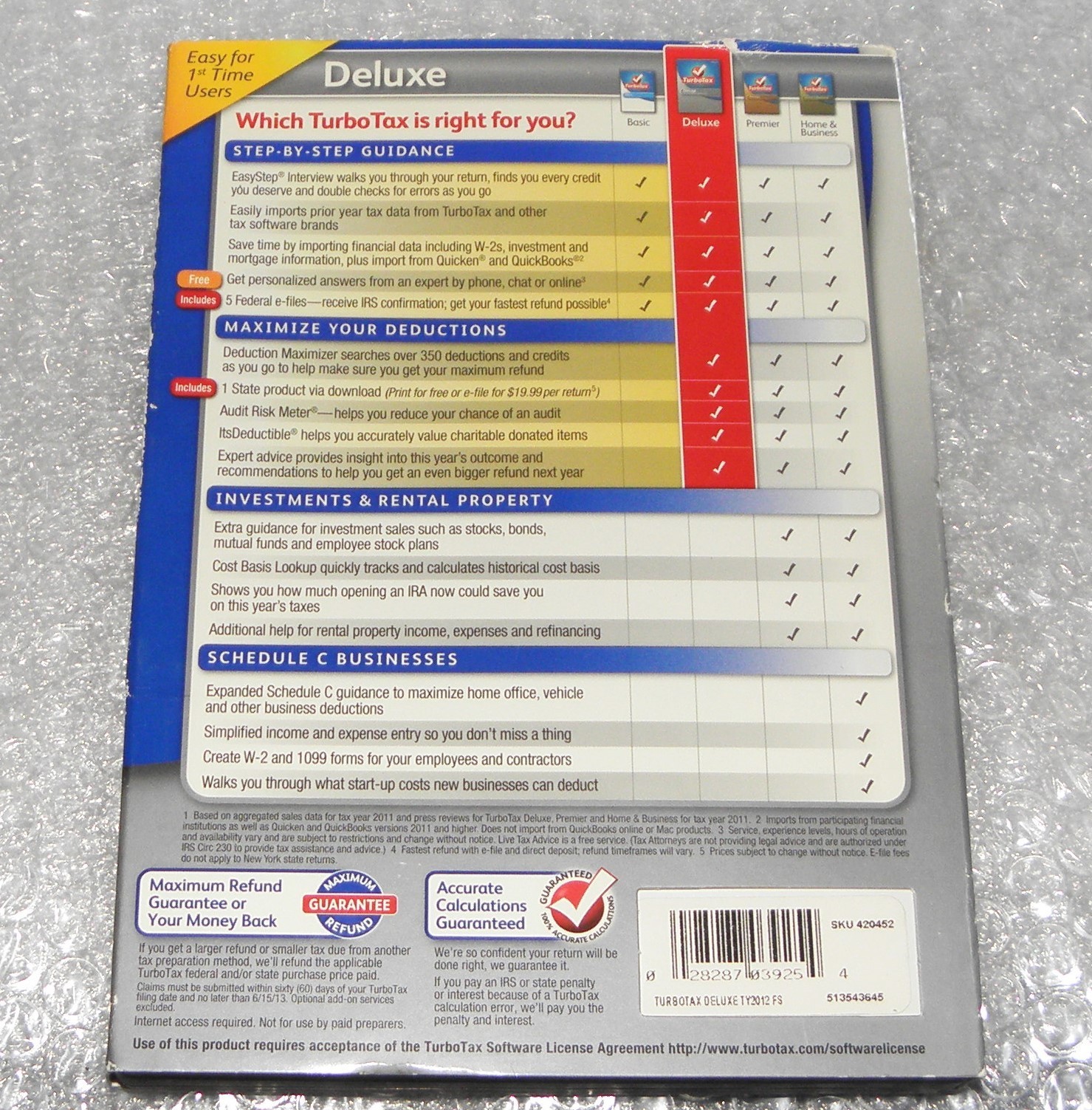 TurboTax 2013 Deluxe Federal Returns, Maximize your Deduction over 350. Quicken