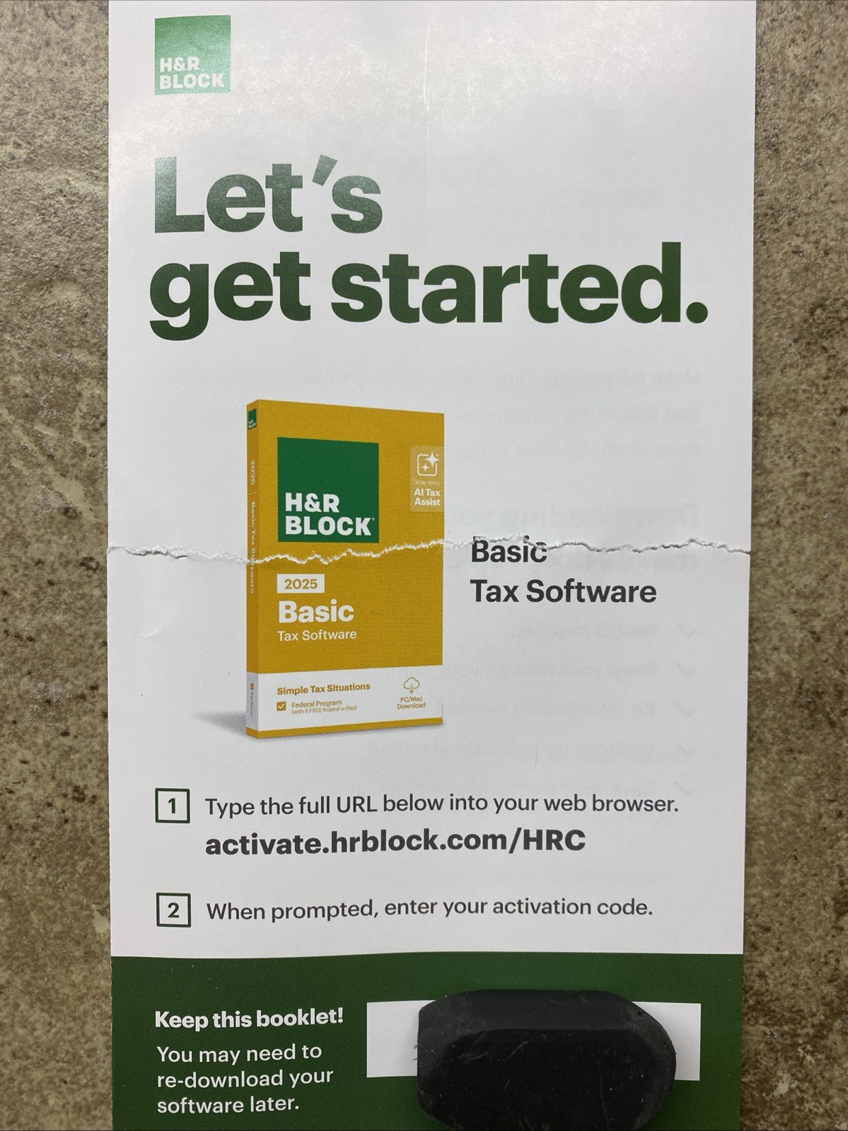 H&R Block Tax Software Basic 2025 PC/Mac [Product Key Card]