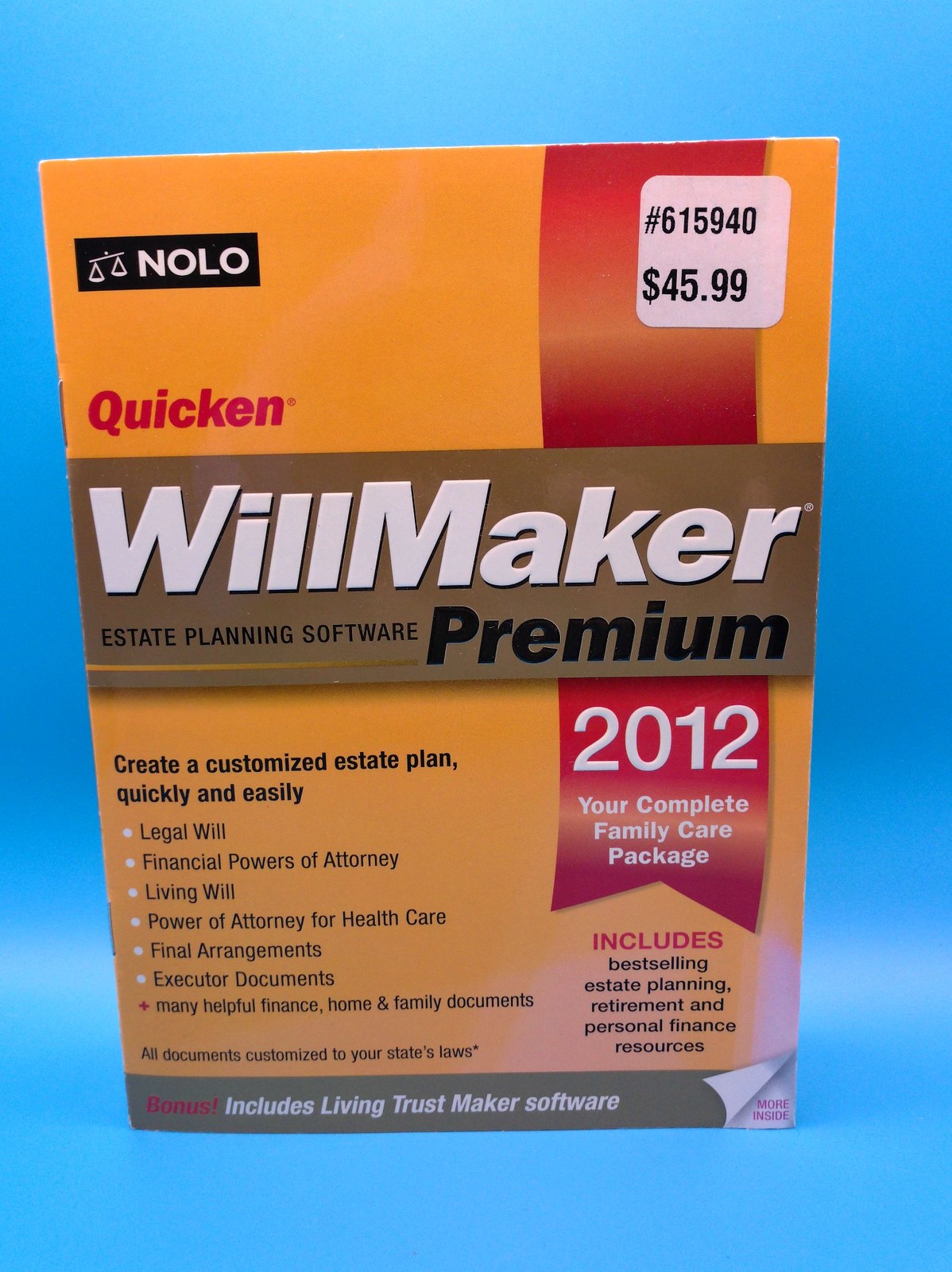 Quicken WillMaker Premium 2012 Estate Planning Software PC CD Boxed Complete