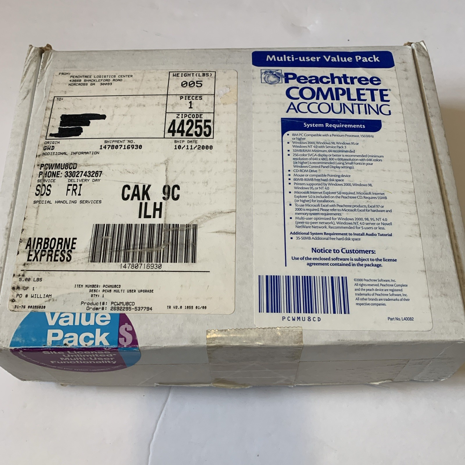Peachtree Complete Accounting 8.0 Multi-User Value Pack CD Manuals Updates VTG