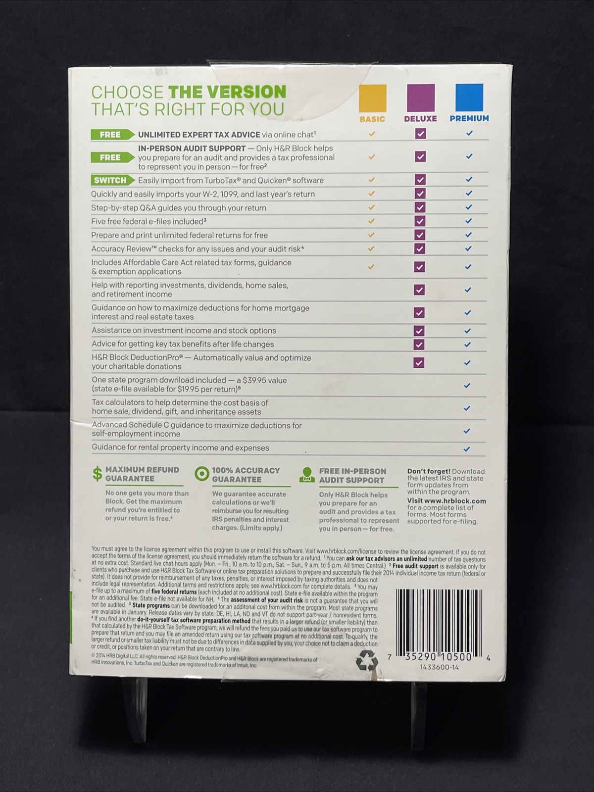 H&R Block 2014 Deluxe (Federal only) Imports Turbotax MINT DISC