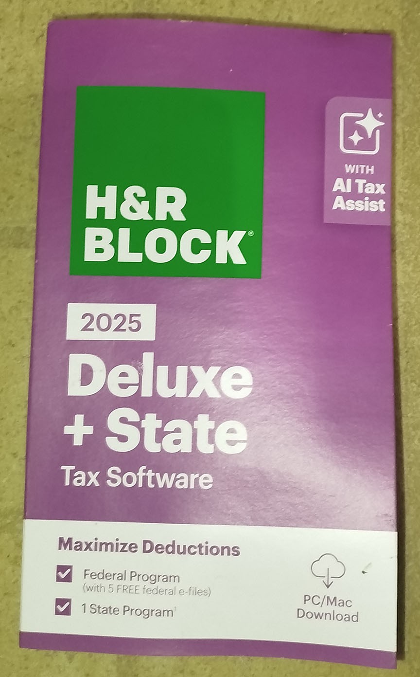 H&R Block Tax Software DELUXE + STATE 2025 Key Card for PC