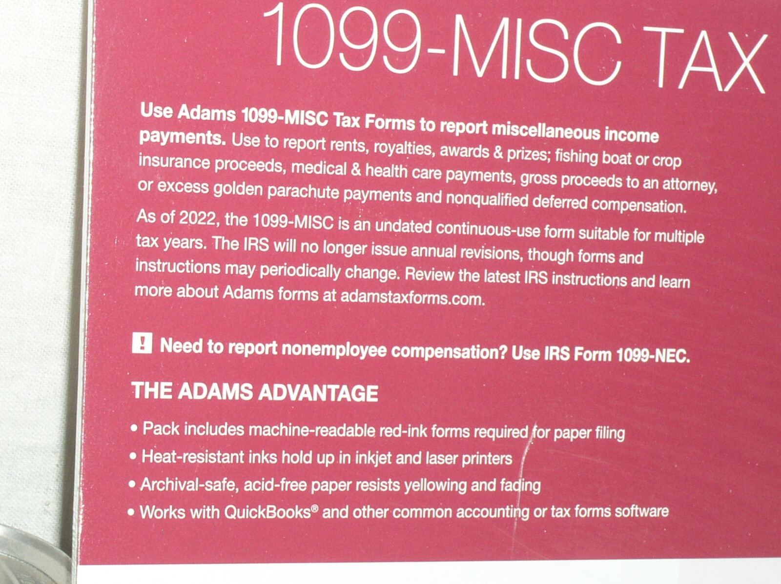 SEALED 2023 ADAMS 1099-MISC TAX KIT FORMS 5-PART 12 RECIPIENTS+ENVLOPES STAX512