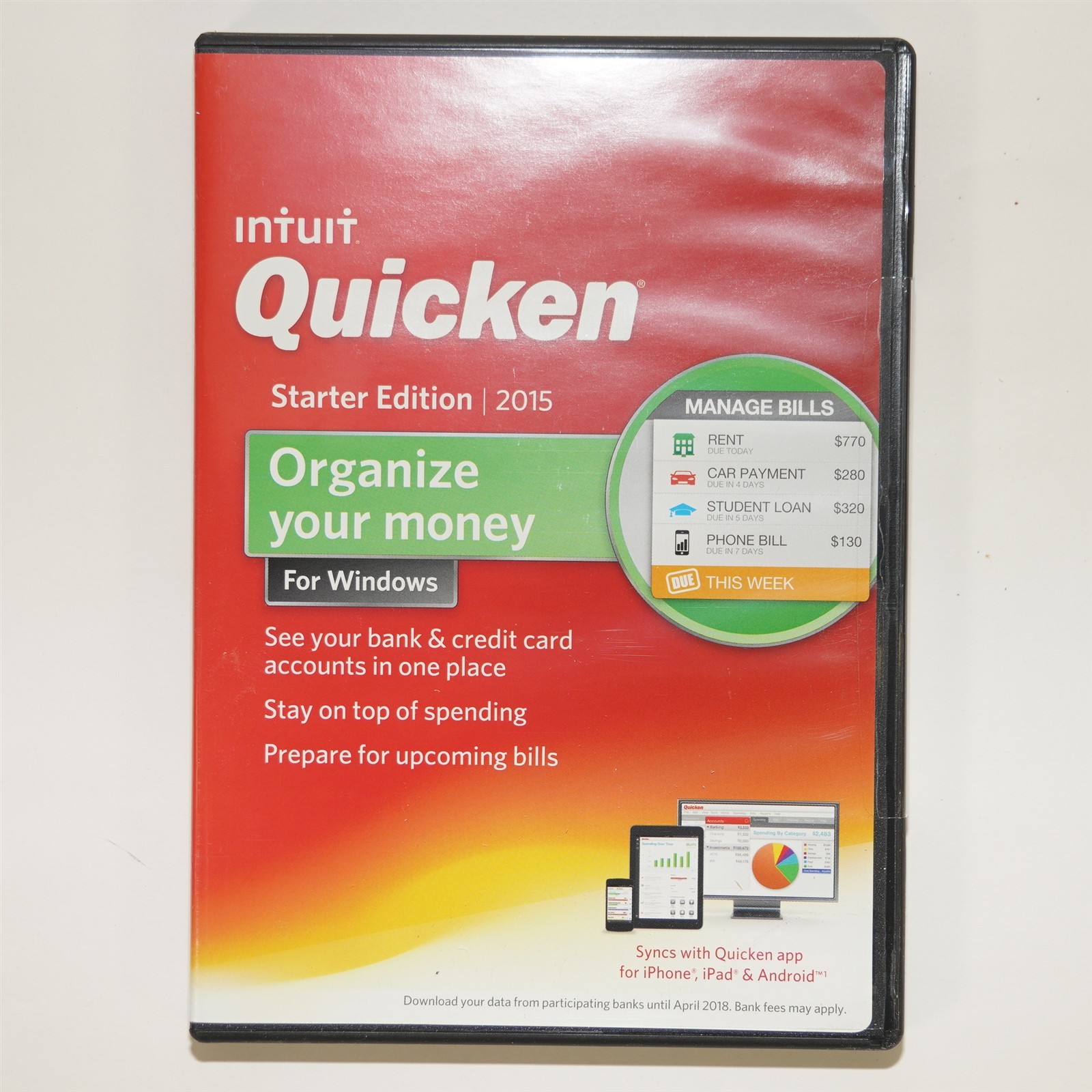 Quicken 2015 Starter Personal Finance Software Window Vista SP1/7/8/8.1 SEALED