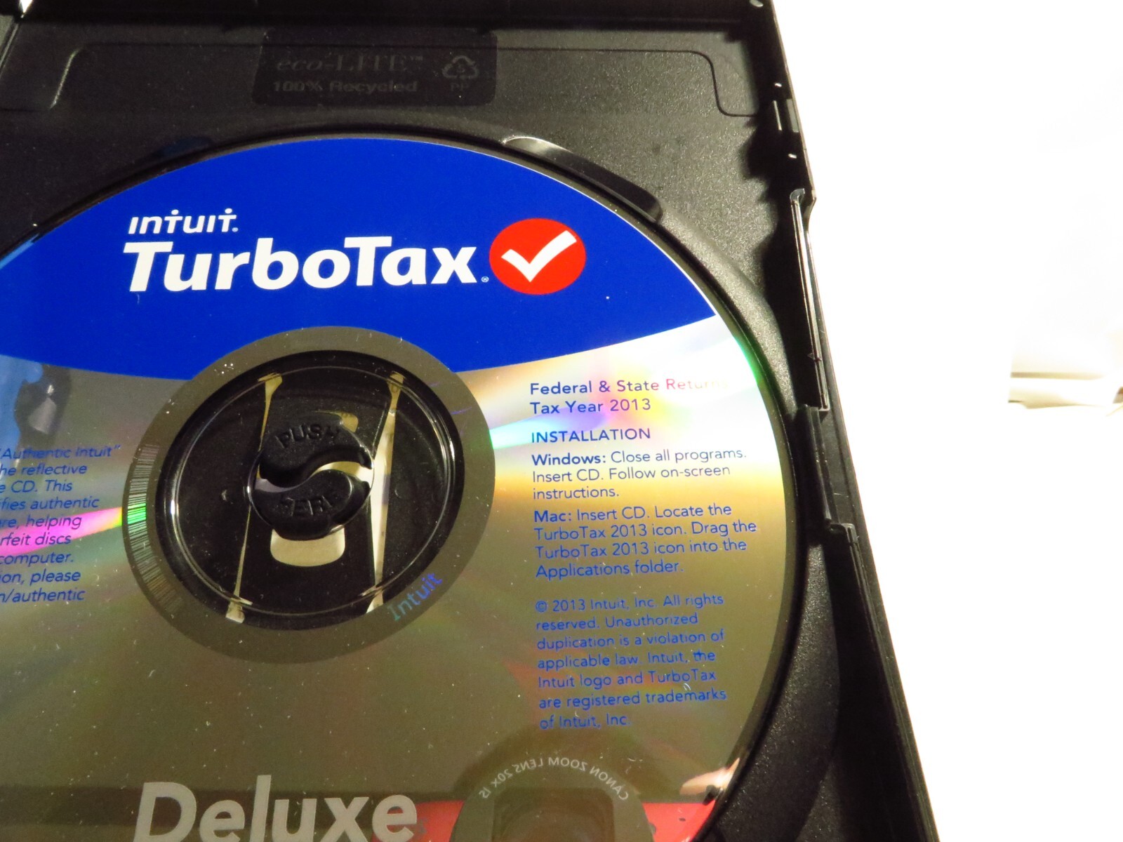 OLD Intuit TurboTax Deluxe 2013 Federal & State Returns Audit Support, Mac/Win