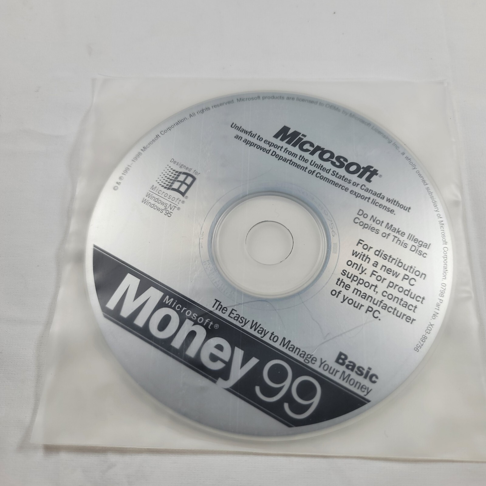 Microsoft Money 99 Basic Software PC Windows NT & Windows 95 DISC ONLY