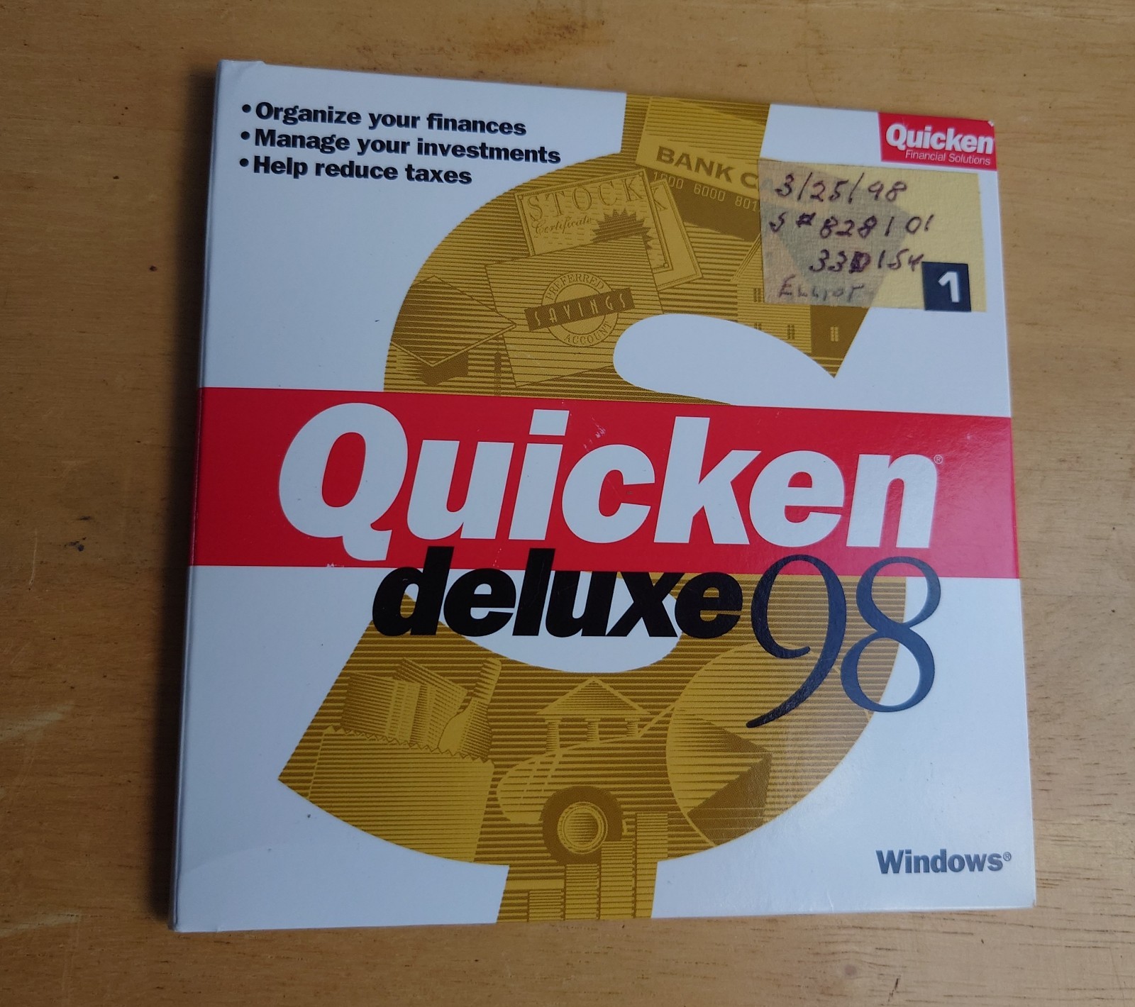 Quicken Deluxe 98 Original Packaging CD Windows Software