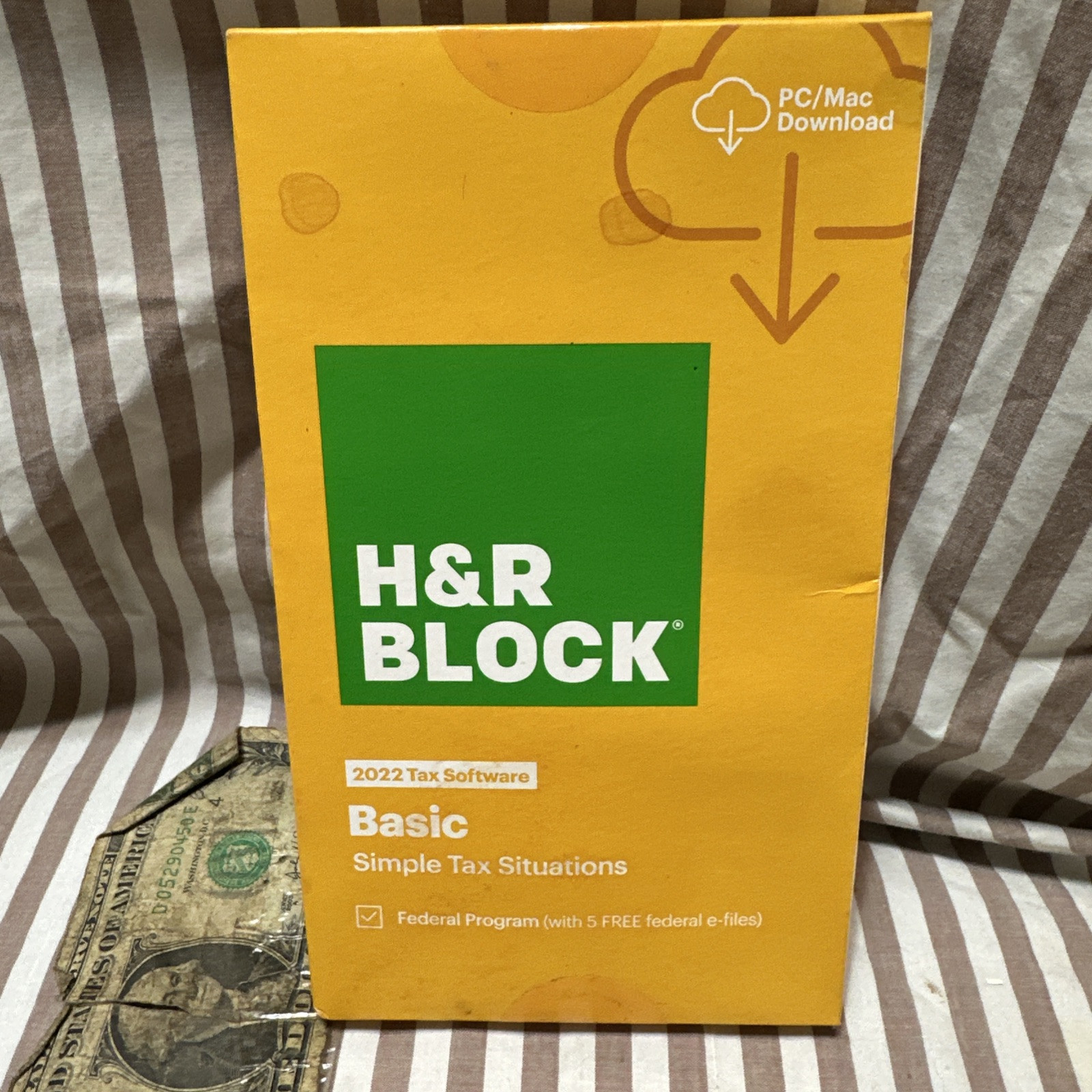 2022 H&R Block Tax Software Basic Box Sealed Download key Card PC / MAC turbotax