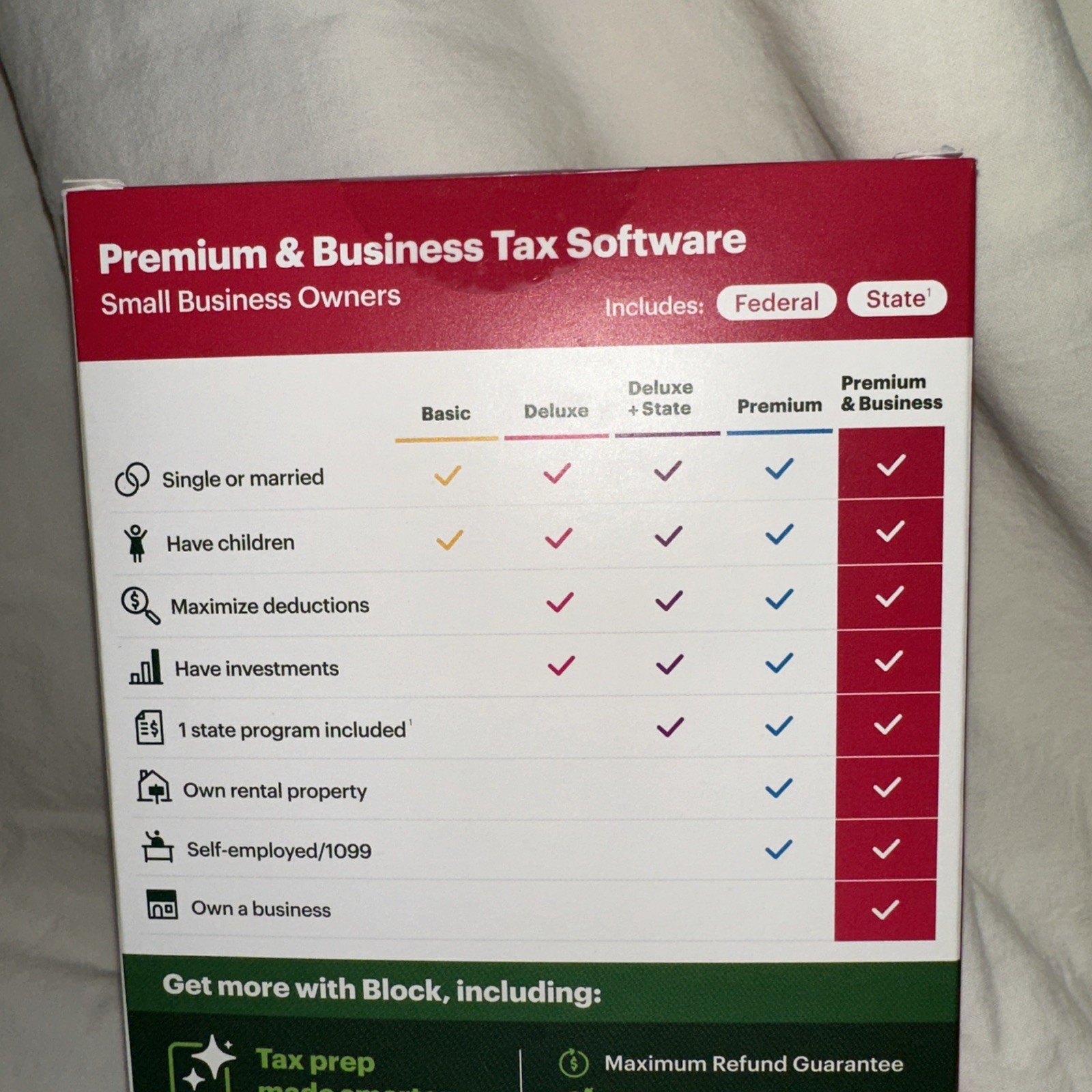 New 2025 H&R Block Tax Software Premium & Business Edition for Win/PC [Key Card]