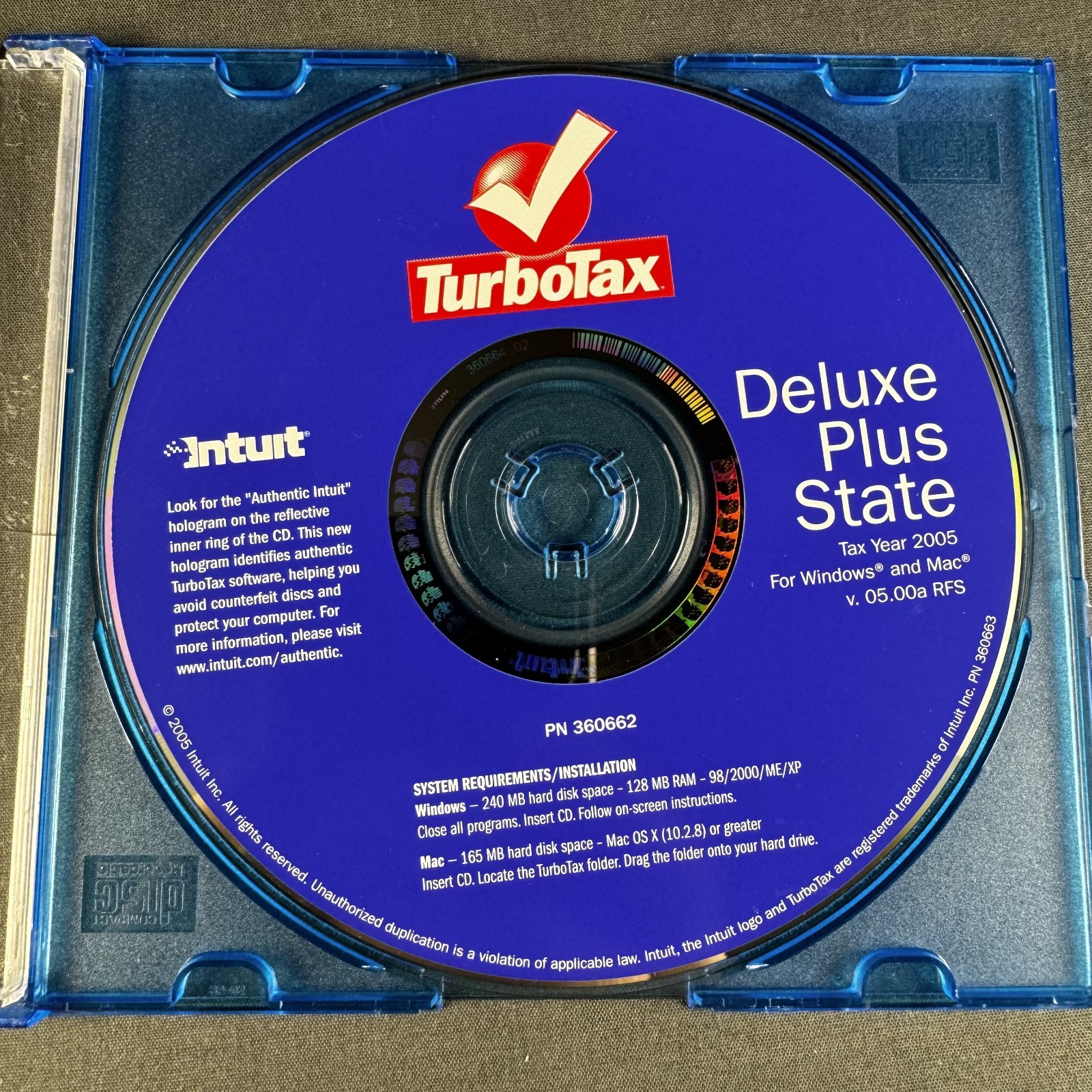 Turbotax 2005 Deluxe Federal State Tax Software Windows Mac
