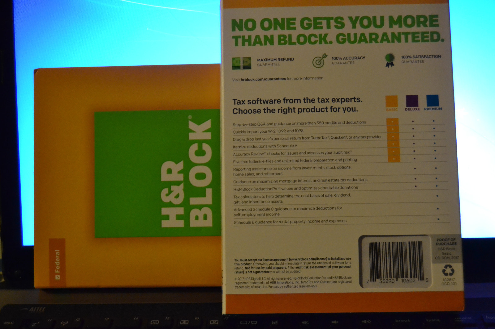 2018 H&R Block Basic 1040 Federal turbo formerly Tax Cut New CD sealed DVD case!