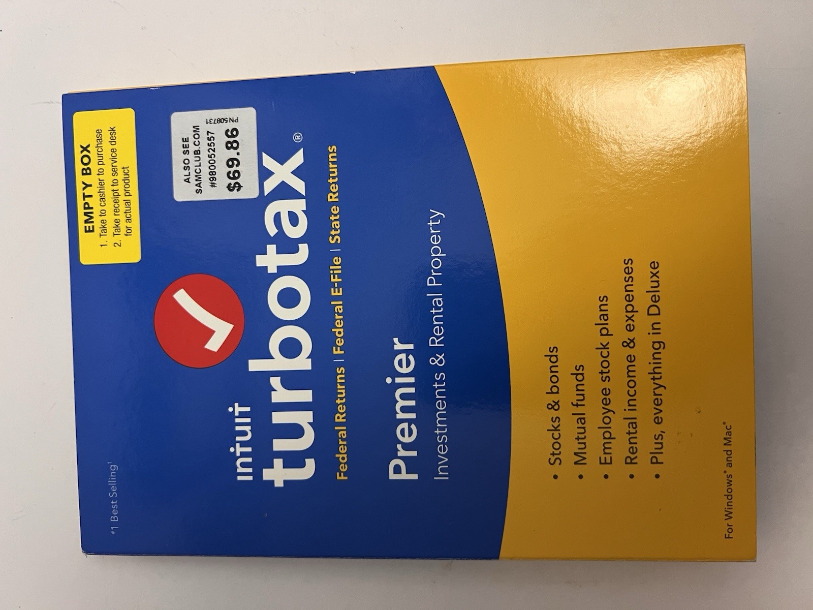 2017 Intuit TurboTax Premier Investments Rental Property Tax CD Windows PC & Mac