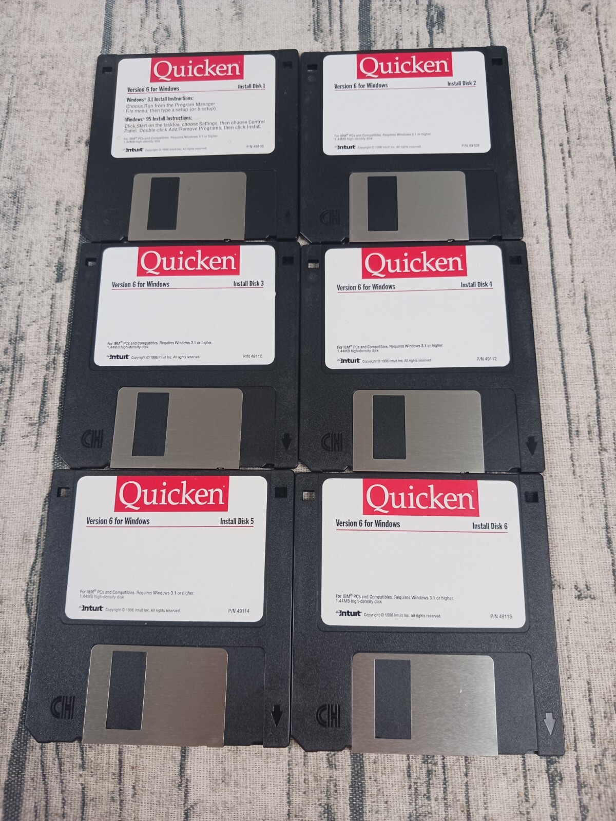 Quicken Version 6 For Windows 95 (Intuit, 1996) 3.5″ Floppy – Pre-Owned