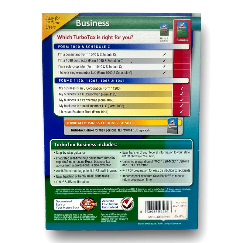TURBOTAX BUSINESS 2010: Corporations, Partnerships & LLC’S Federal & E-File
