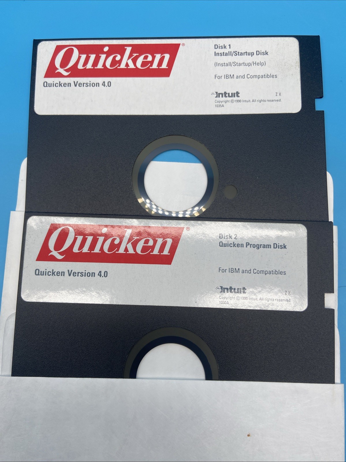 1990 Quicken Version 4.0 Personal Finance Software – 5.25″ Floppy Disk 1-2