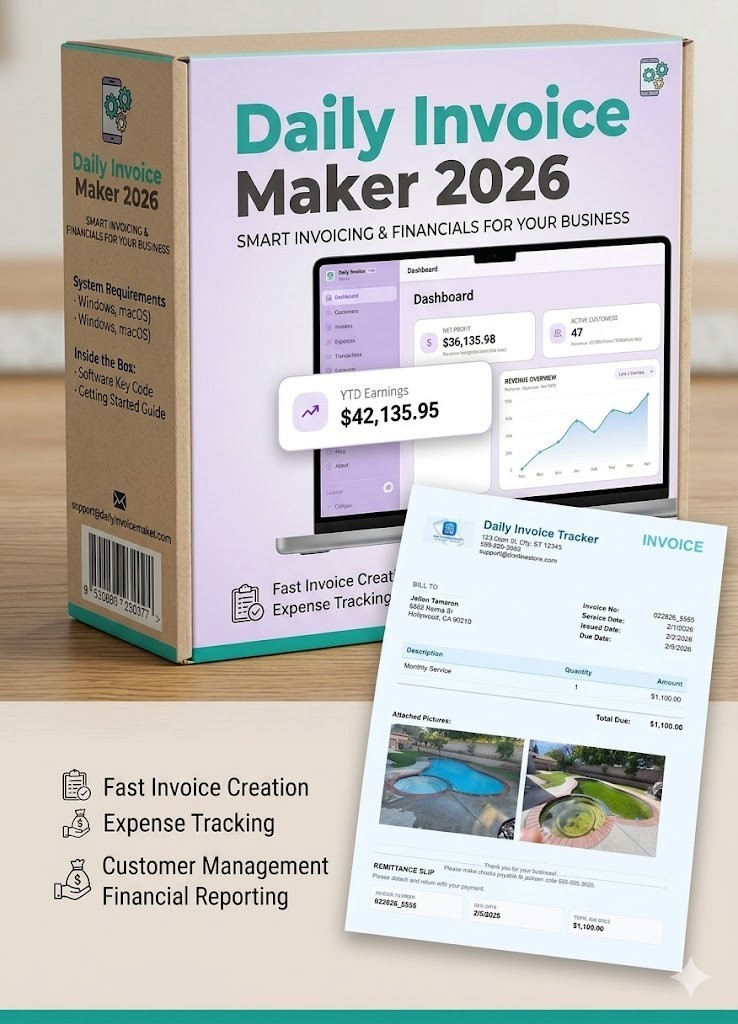 Daily Invoice Maker 2026 Accounting Bookkeeping Software Tax Filing Windows Mac