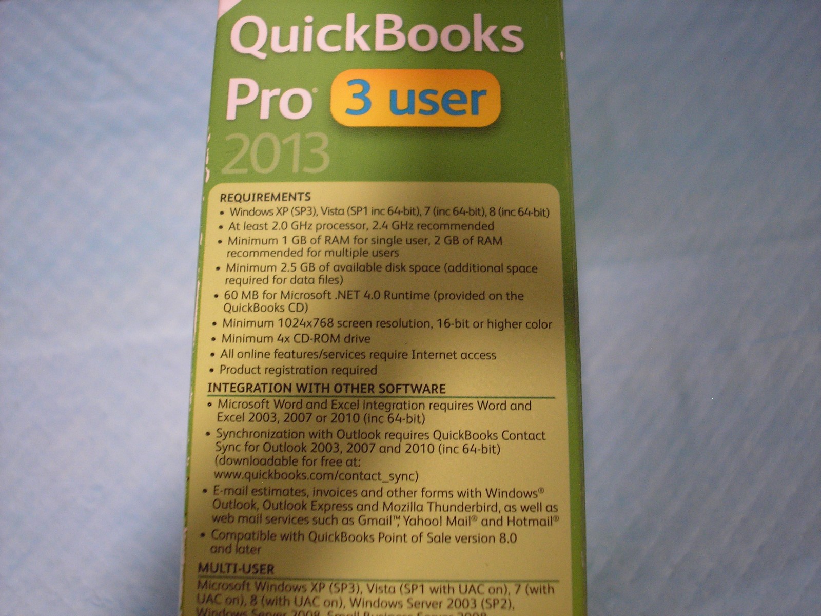=3 USER VERSION= INTUIT QUICKBOOKS PRO 2013 FOR WINDOWS PC =LIFETIME LICENSE=