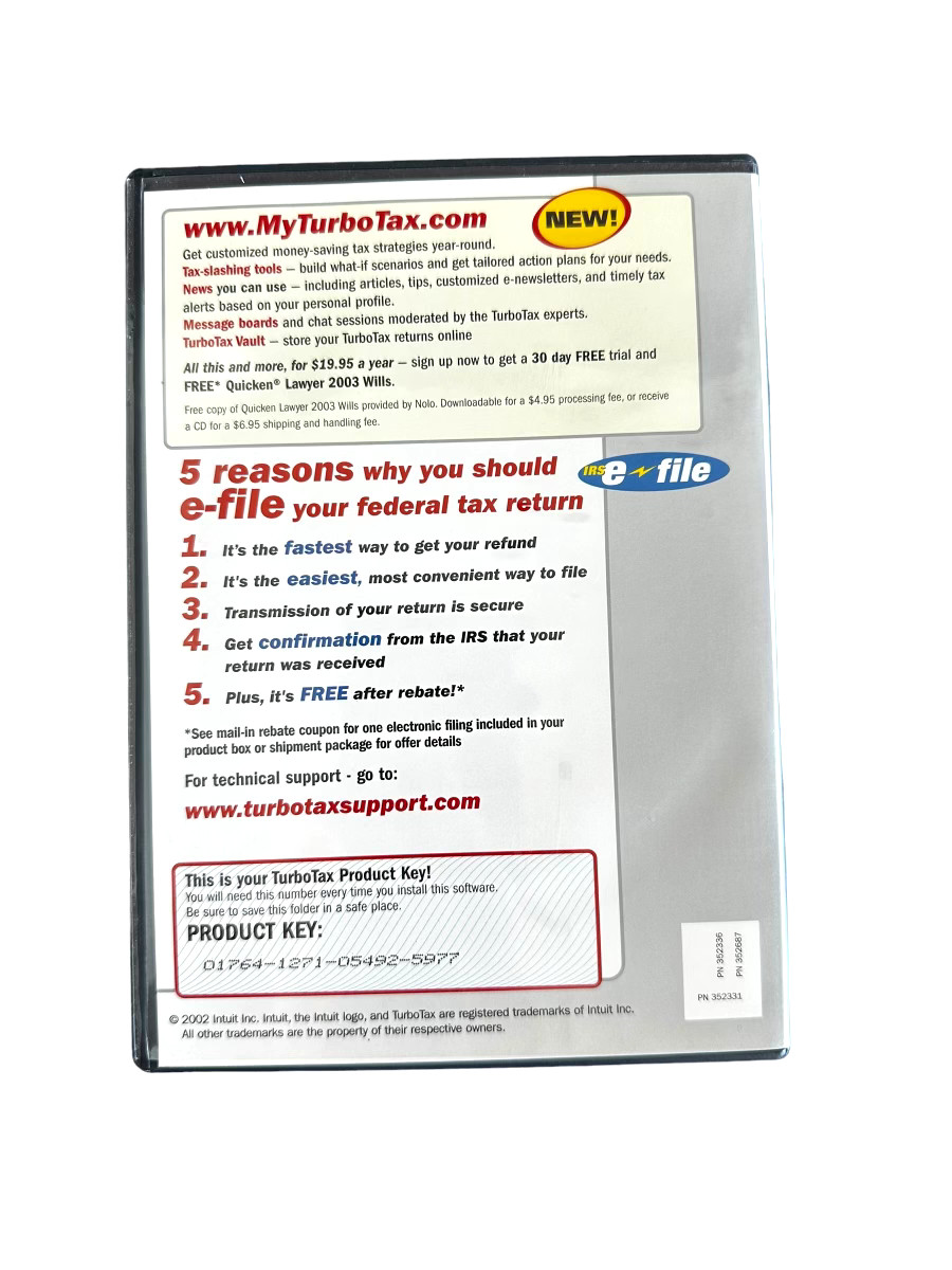 Intuit TurboTax Deluxe Federal Return Tax Year 2002 for Windows