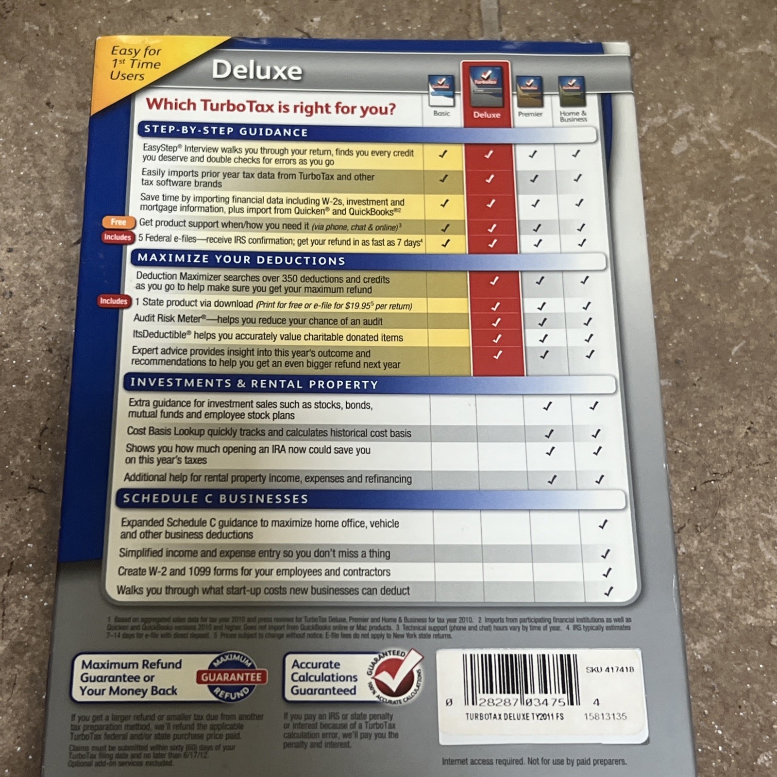2011 TURBOTAX DELUXE CD TURBO TAX CD intuit