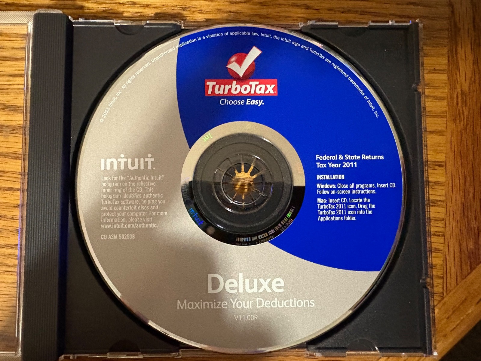 Intuit Turbotax Deluxe 2011 Software in Jewel Case