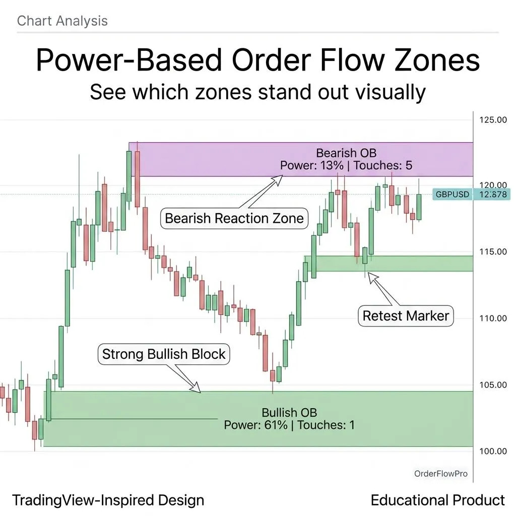 ORDER FLOW POWER BLOCKS™ – Smart Money Order Block Indicator for TradingView