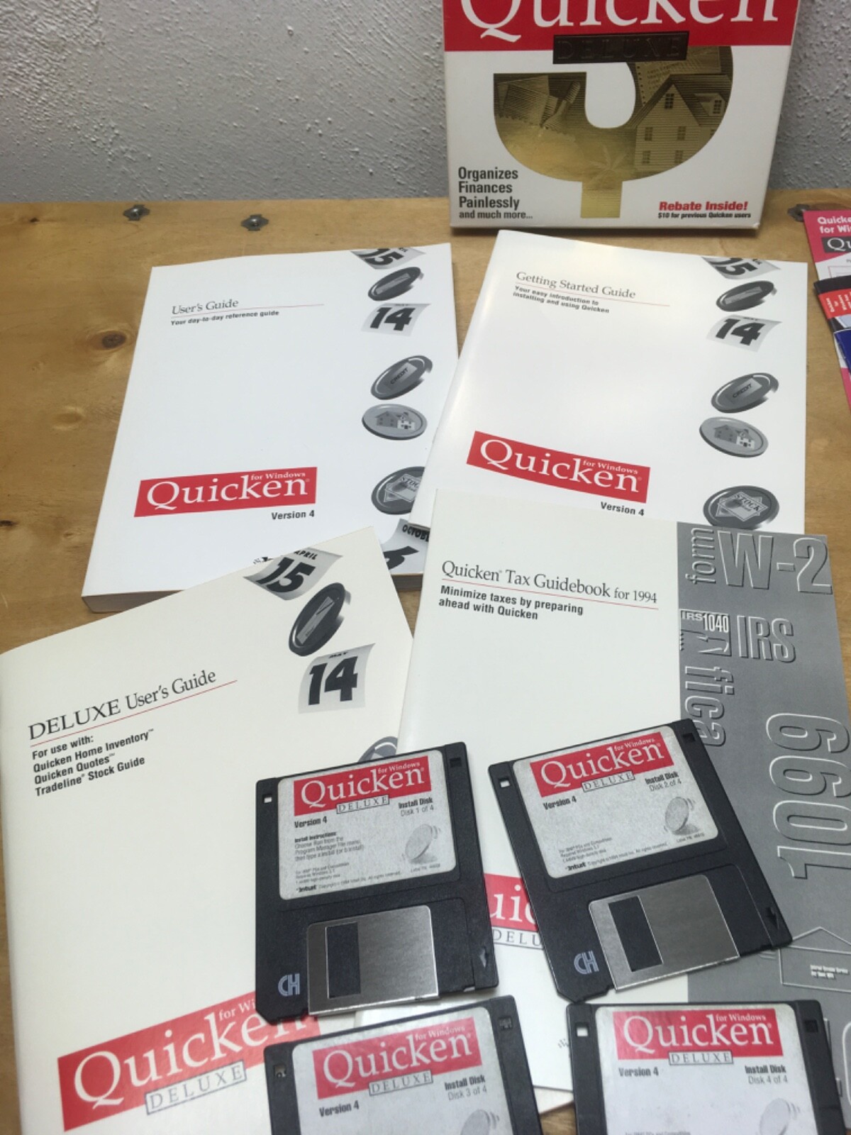 Quicken for windows Version 4 New for 95/3.5″ Floppy Big Box Software Intuit #20