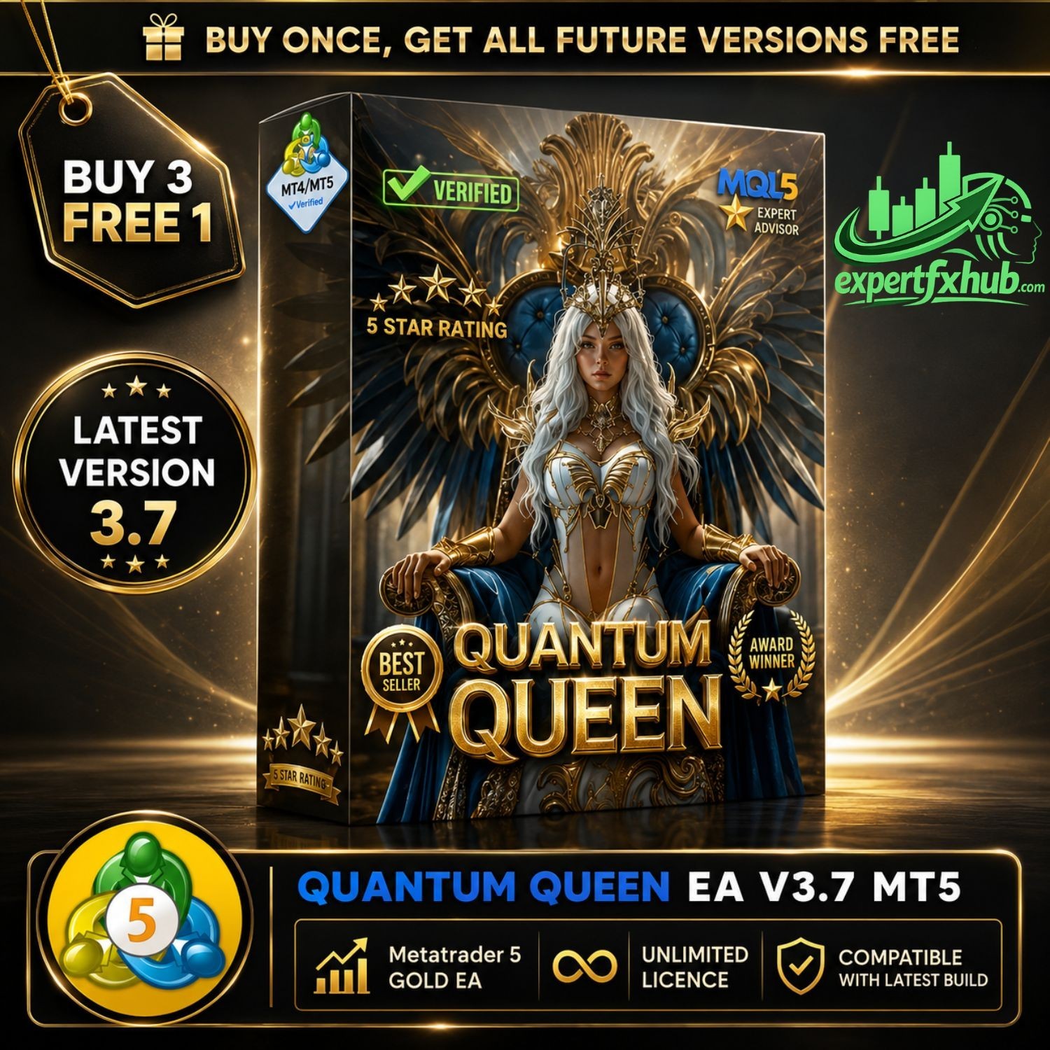 v3.7 Quantum Queen EA Metatrader MT5 Gold Bot Trading Robot MQL5 Expert Advisor