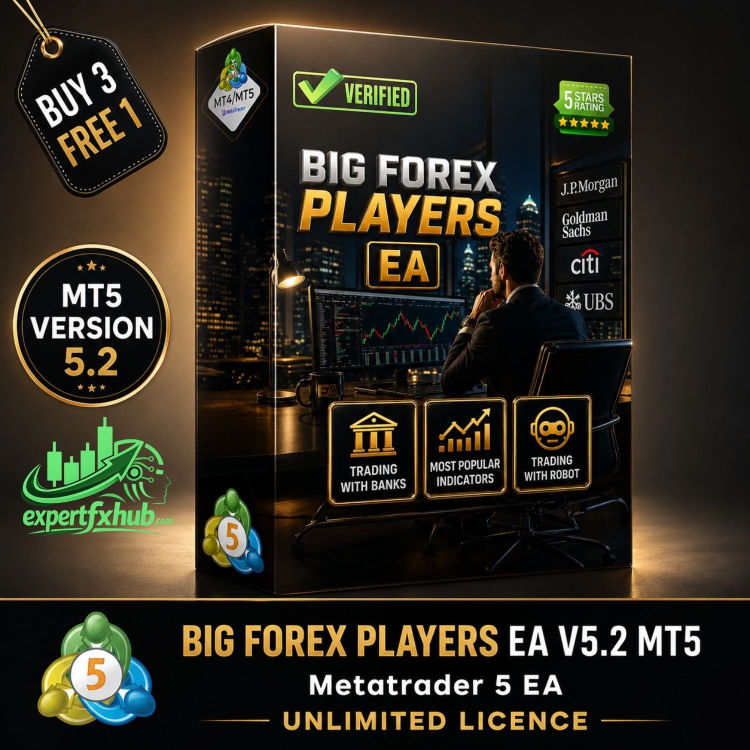 v5.2 Big Forex Players EA Expert Advisor Metatrader 5 MT5 Auto Trading Robot MQL