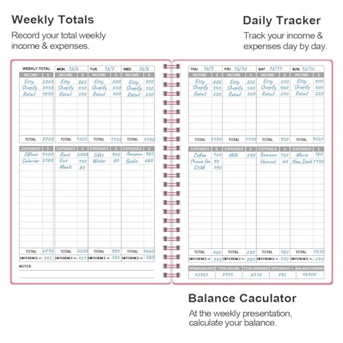 Income & Expense Log Book – A5 Income and Expense Tracker 5.8″ x 8.5″ Pink-a