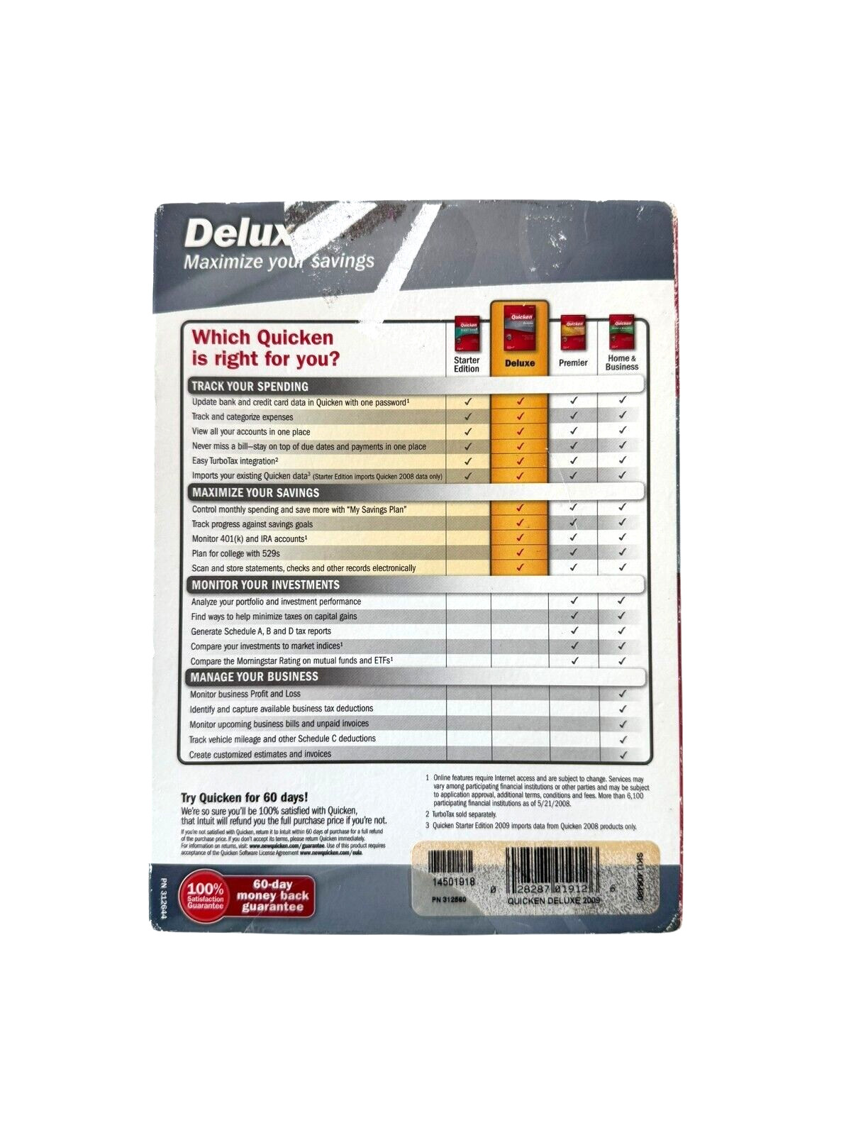 Intuit Quicken Deluxe 2009 For Windows XP/Vista NOT for Win 10/11