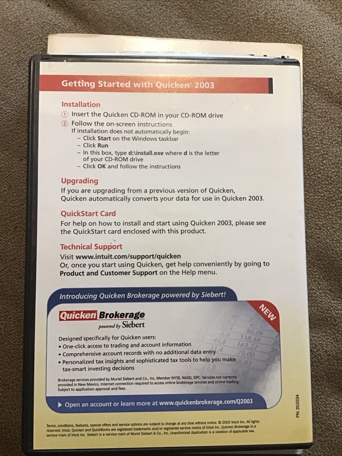 Quicken 2003 Deluxe software CD-ROM disc program Intuit Windows 95/98/2000/Me/XP