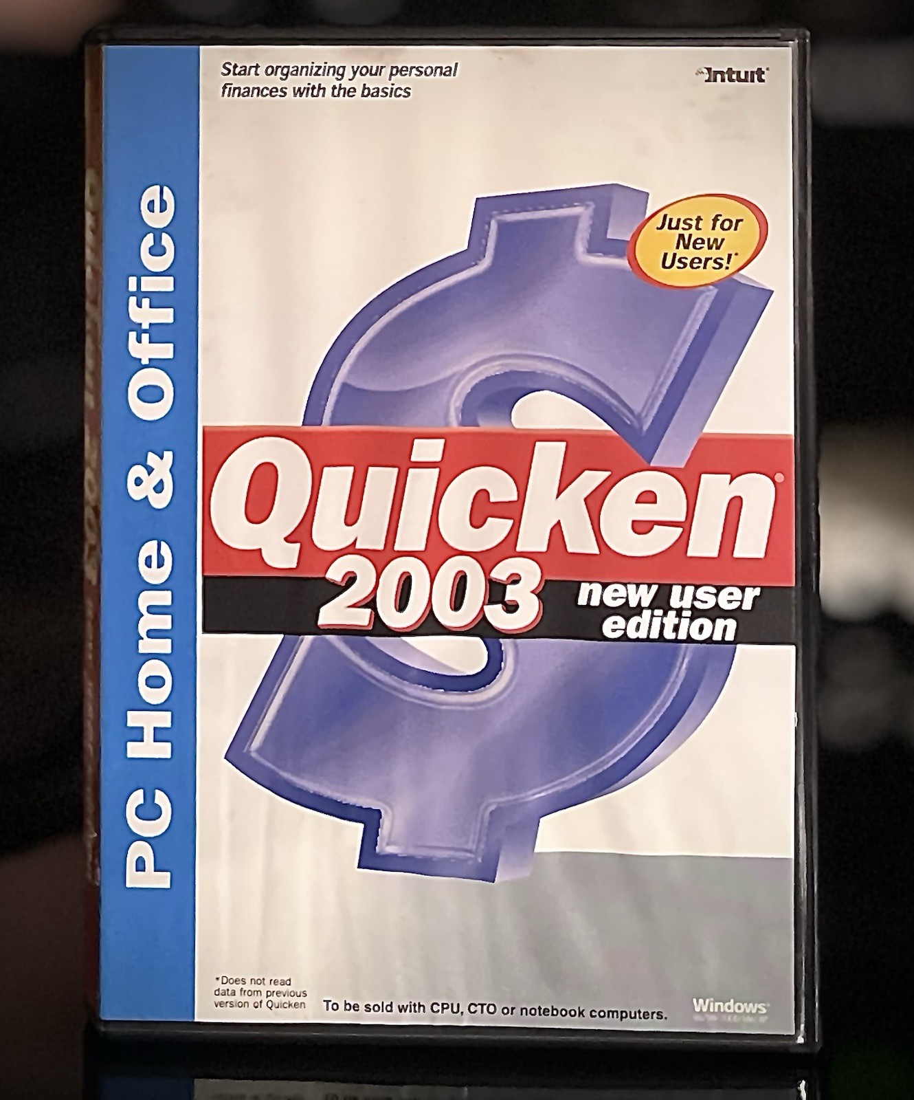 Intuit Quicken 2003 New User Edition Software CD-ROM WINDOWS 95 98 XP in Case