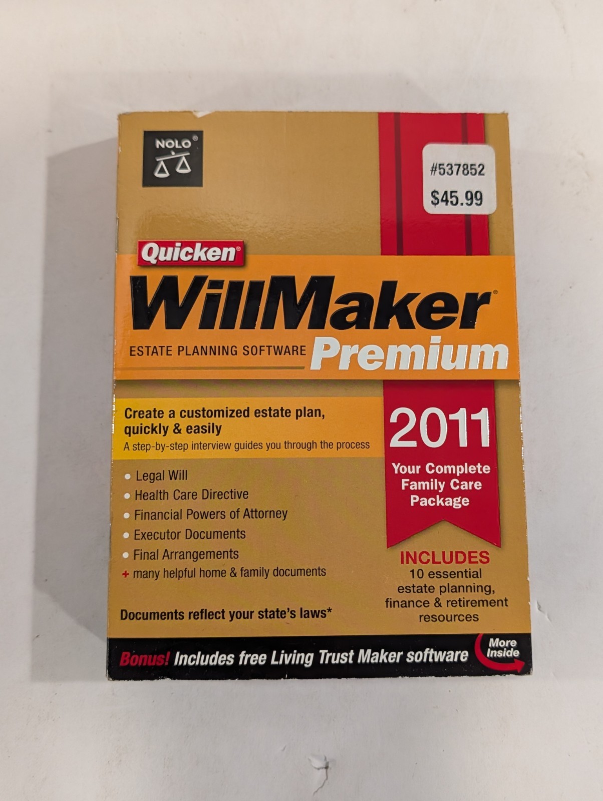 Quicken WillMaker PREMIUM 2011 – NOT COMPLETE – 4 Discs PC CD-ROM