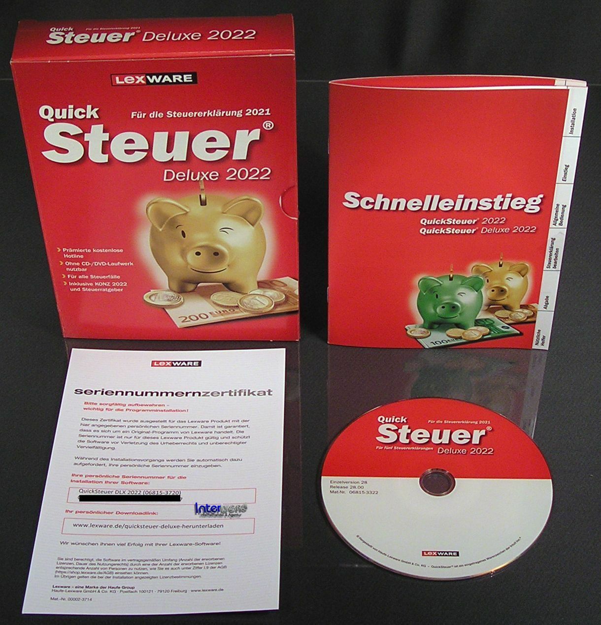 Lexware QuickTax Deluxe 2022 Full Version Box, CD Manual Tax Year 2021 NEW
