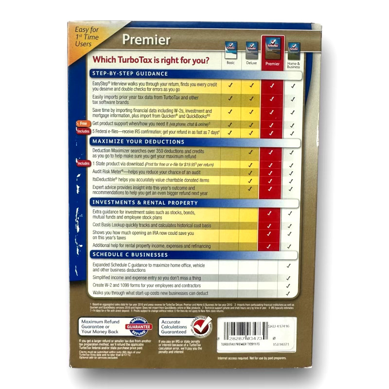 Intuit TurboTax Premier 2011: Federal & State, Investments & Rental Property