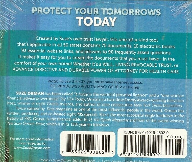 SUZE ORMAN – Protect Your Tomorrows Today (CD-ROM Win/Mac) NEW – SEALED