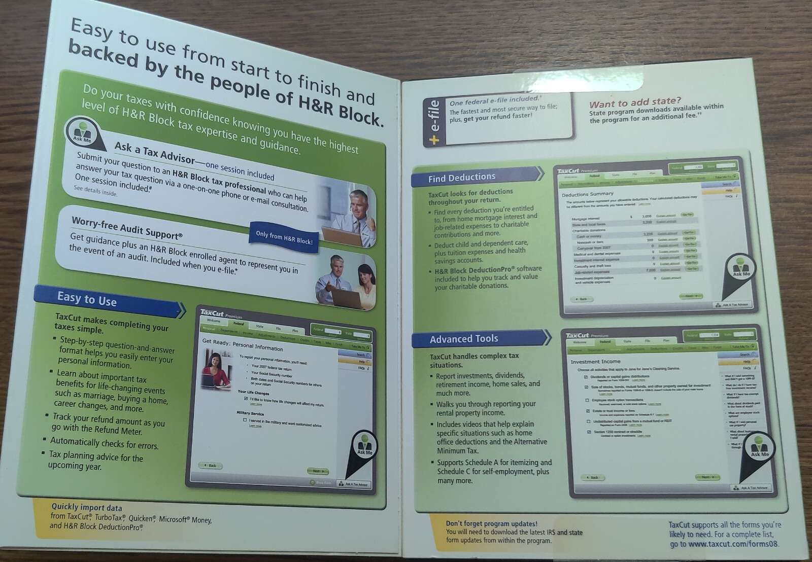 2008 H&R Block Tax Cut Software Premium Federal (No State) Win/Mac CD-Rom Disc