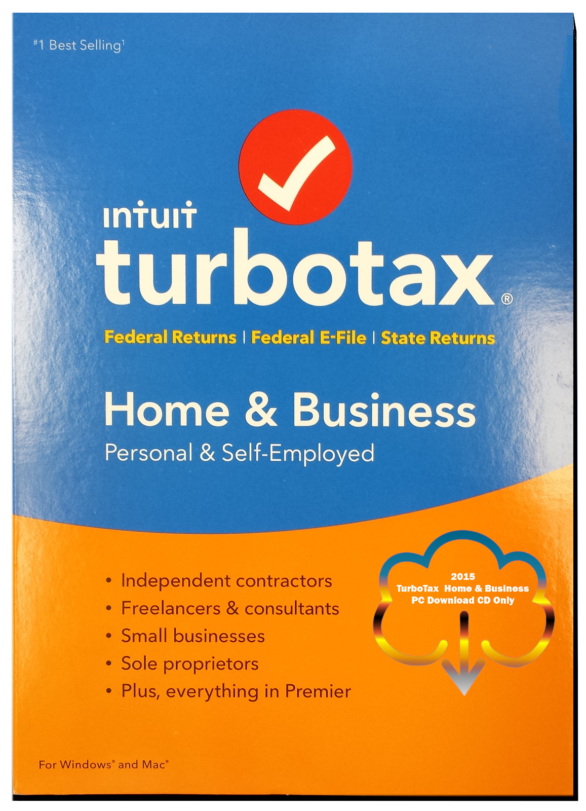 2015 TurboTax Home & Business federal e-file & state return for PC Download CD