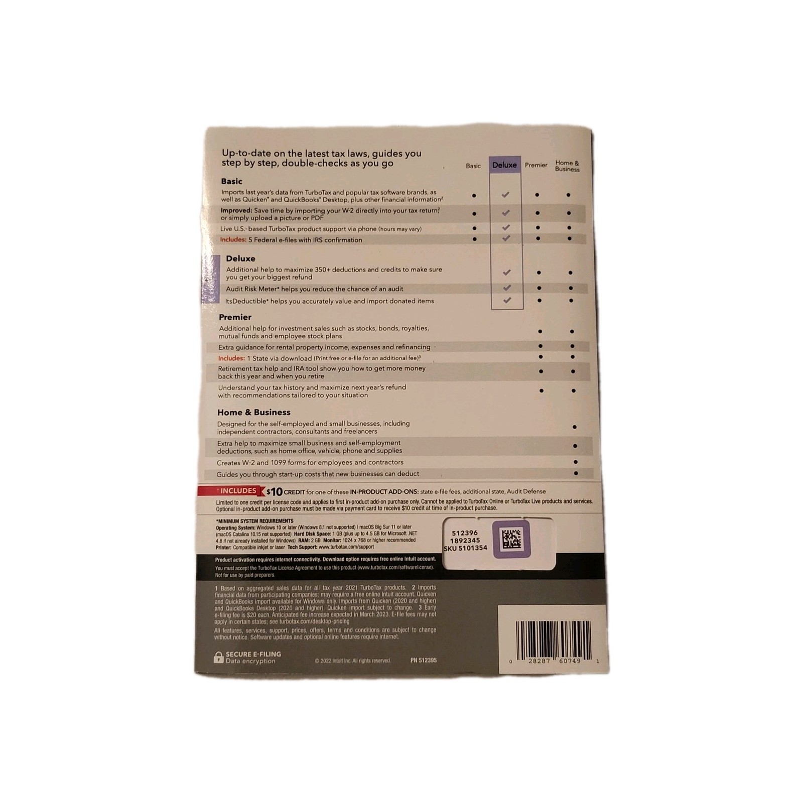 TurboTax Deluxe CD or Download Federal Returns & E-File Tax Year 2022 NEW