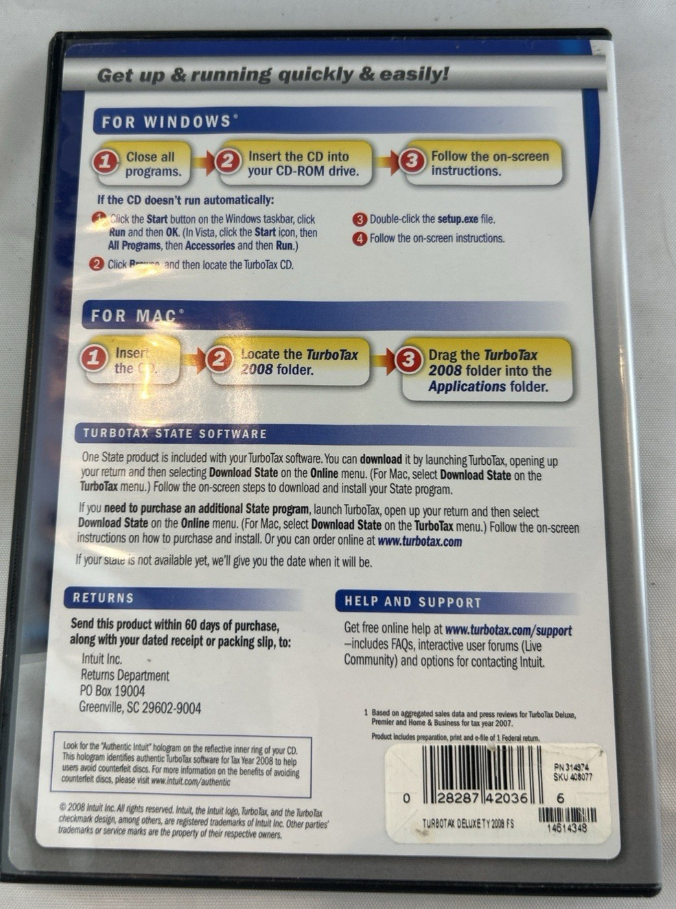 Turbotax 2008 Deluxe version