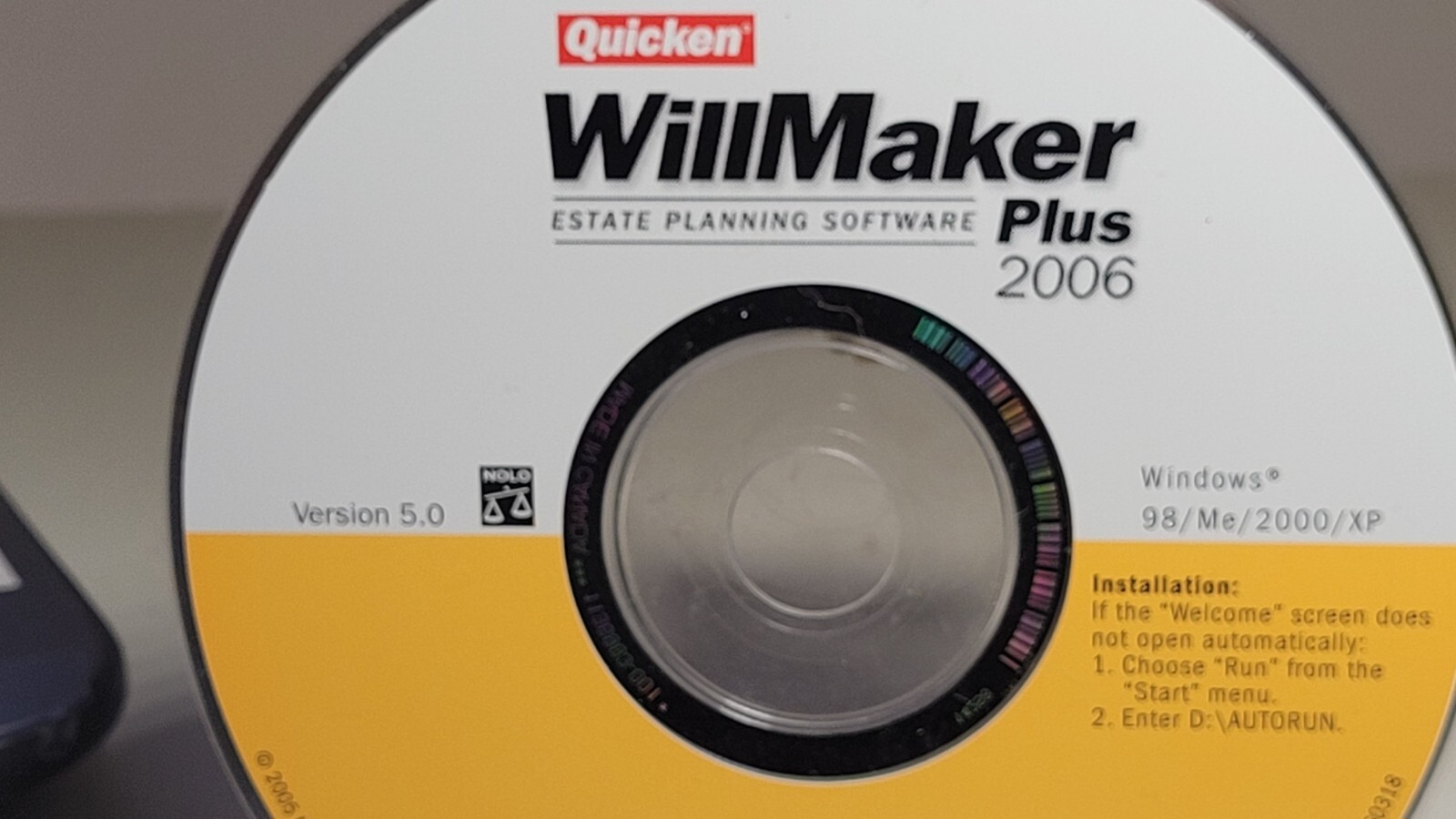 Quicken WillMaker Plus 2006 CD ROM Estate Planning Software-98/Me/2000/XP-Intuit