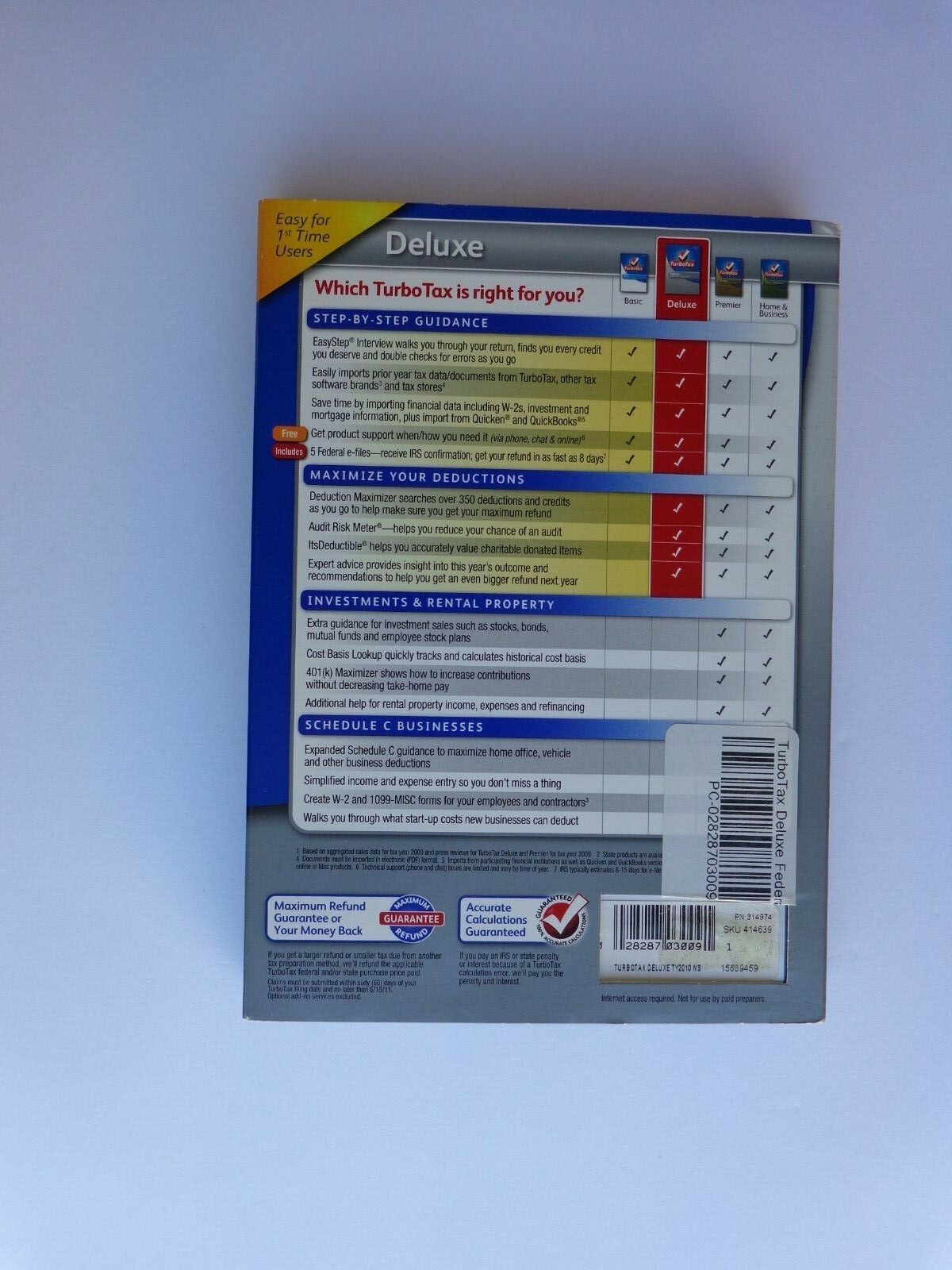 Turbo Tax Deluxe 2010 Federal Returns plus Federal E-File – PC/Mac