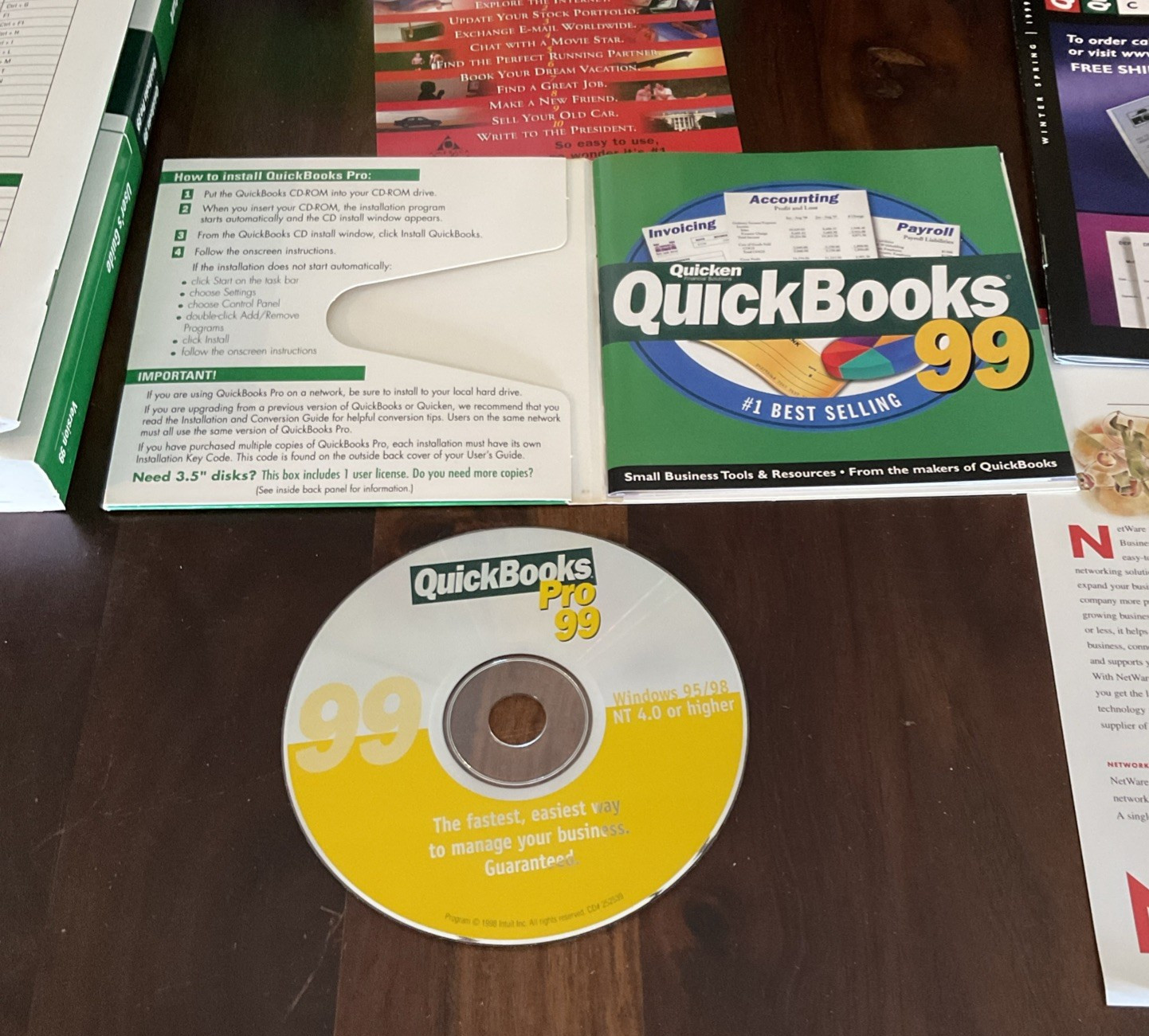 Quicken Quickbooks Pro 99 Software – Original Box Manuals & Paperwork !