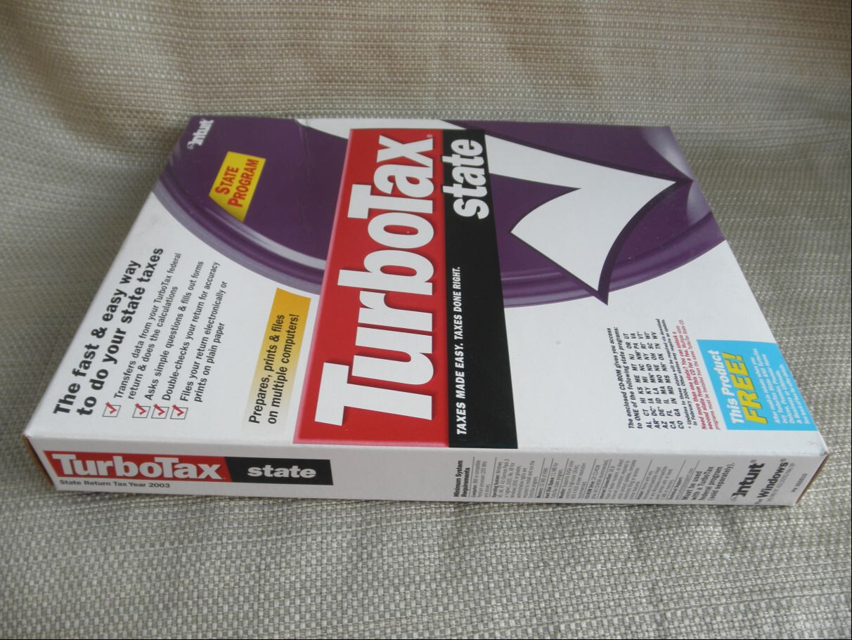 NEW 2003 (SEALED) VINTAGE TURBOTAX STATE SOFTWARE (WIN 95/98/NT 4.0/2000/ME/XP)