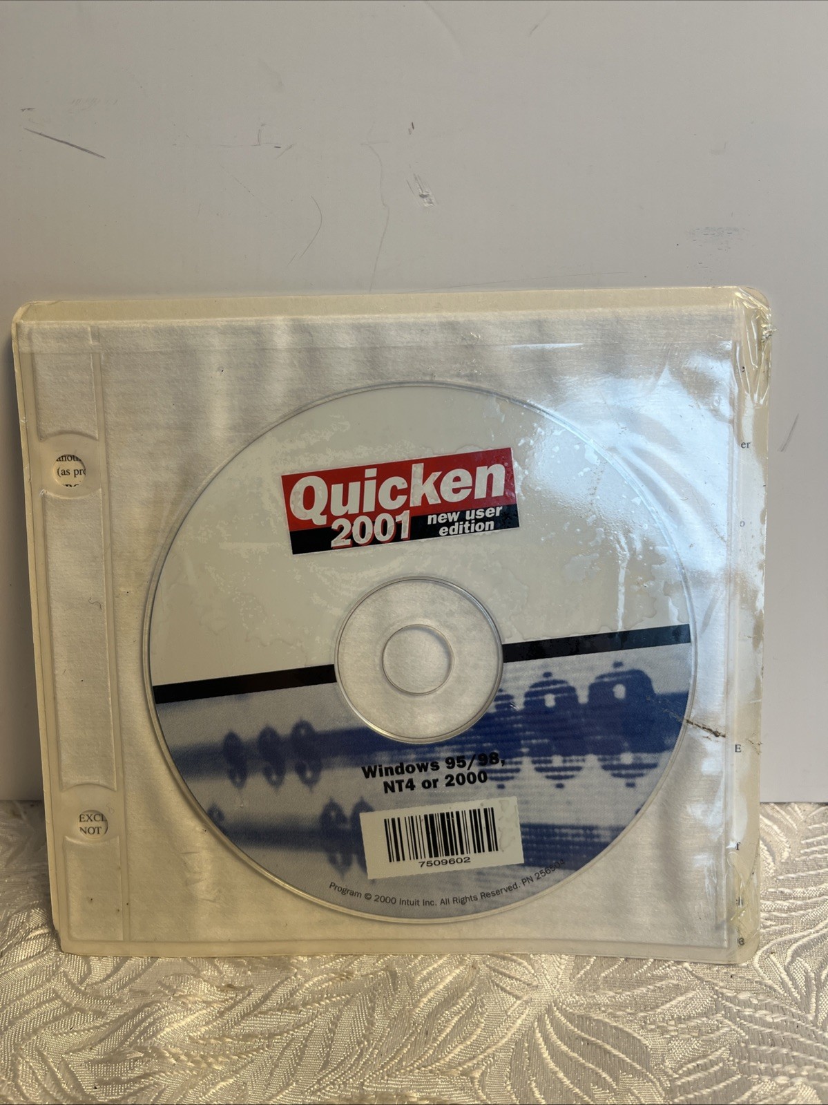 Quicken 2001 New User Edition Sealed Software CD for Windows 95/98 NT4 or 2000