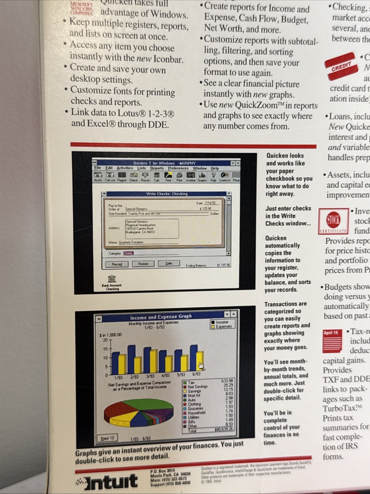 Intuit Quicken 2.0 Windows IBM Personal Finance Software W/ Disks Vintage 1992
