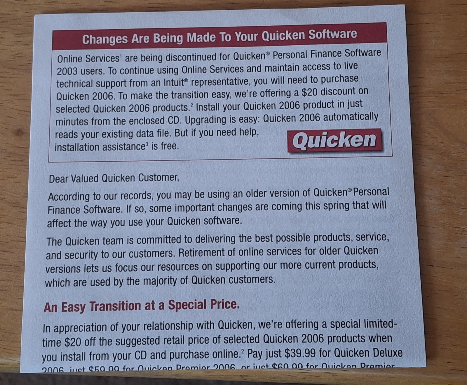 QUICKEN 2006 PERSONAL FINANCE SOFTWARE FOR PC DISC INTUIT