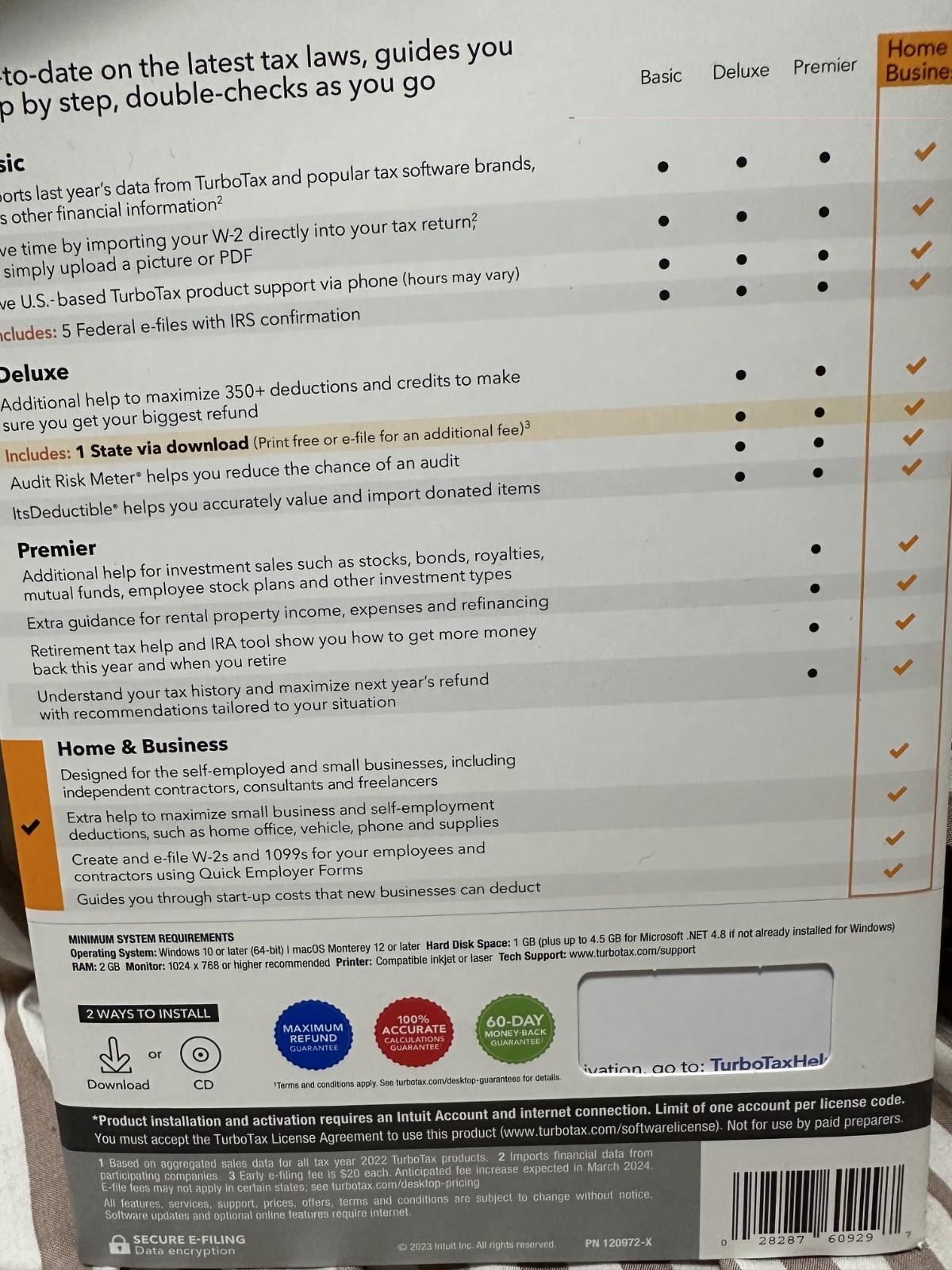 NEW TurboTax Home & Business 2023 Federal + E-file + State for Windows/Mac USA