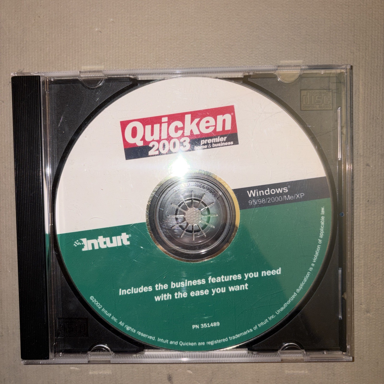 Intuit Quicken 2003 Premier CD For Windows 95/98/2000/Me/XP