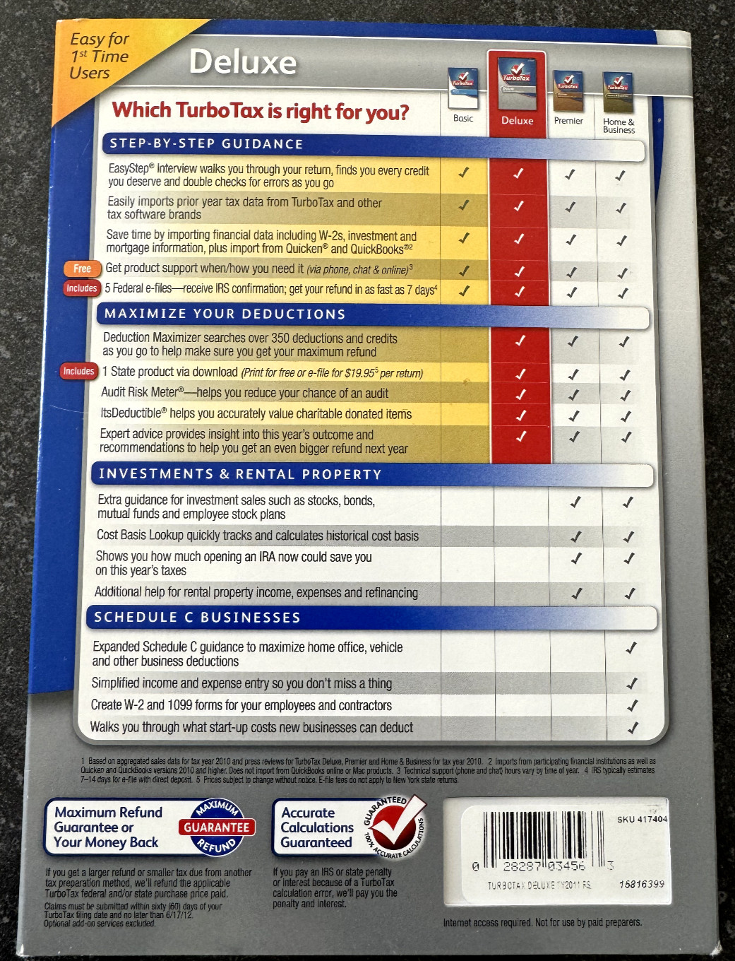 Turbotax Deluxe Federal + State 2010/2011/2012/2013 Used once. Lot of 4